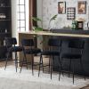 Set of 2 modern teddy fabric upholstered bar stools - Metal base high stool - Suitable for kitchen
